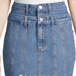 Renvy Double Waistband, medium wash denim skirt. S